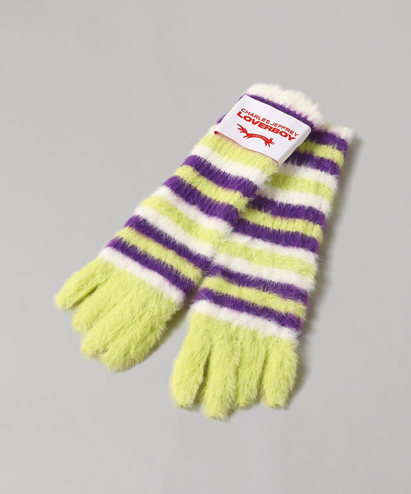 Fluffy Striped Gloves-Charles Jeffrey LOVERBOY-Forget-me-nots Online Store