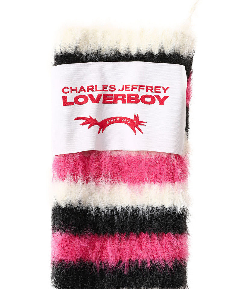 Fluffy Striped Gloves-Charles Jeffrey LOVERBOY-Forget-me-nots Online Store