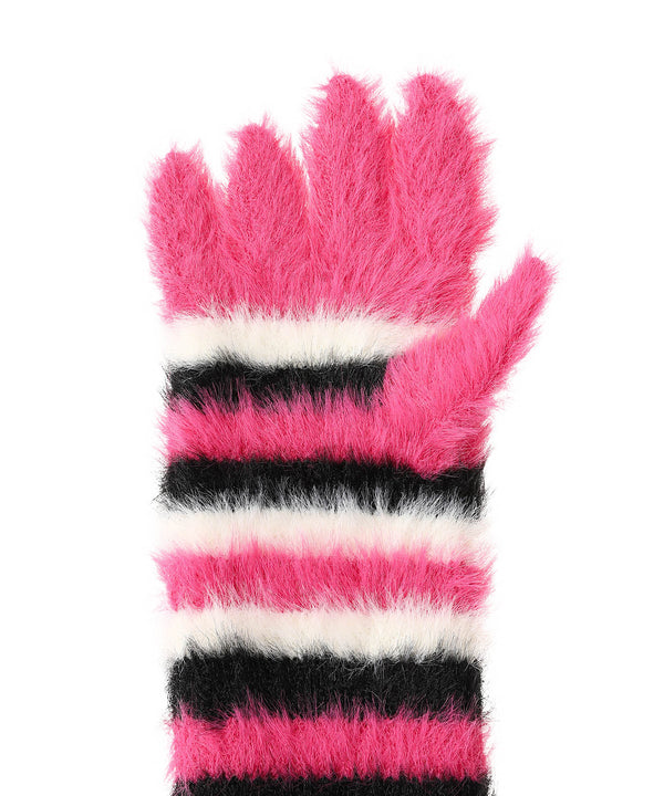 Fluffy Striped Gloves-Charles Jeffrey LOVERBOY-Forget-me-nots Online Store