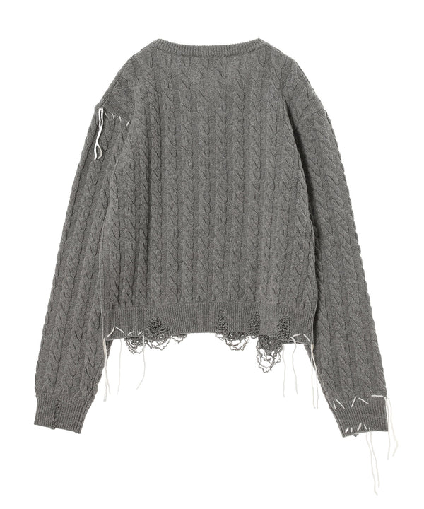 Label Cable Knitted Jumper-Charles Jeffrey LOVERBOY-Forget-me-nots Online Store