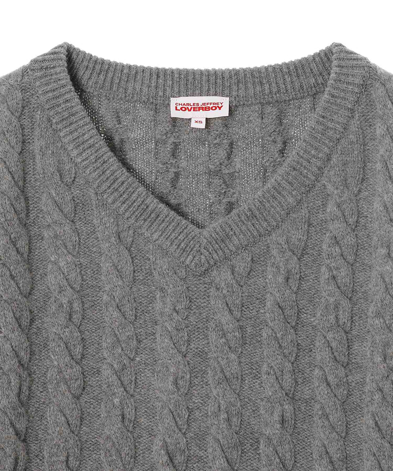 Label Cable Knitted Jumper-Charles Jeffrey LOVERBOY-Forget-me-nots Online Store