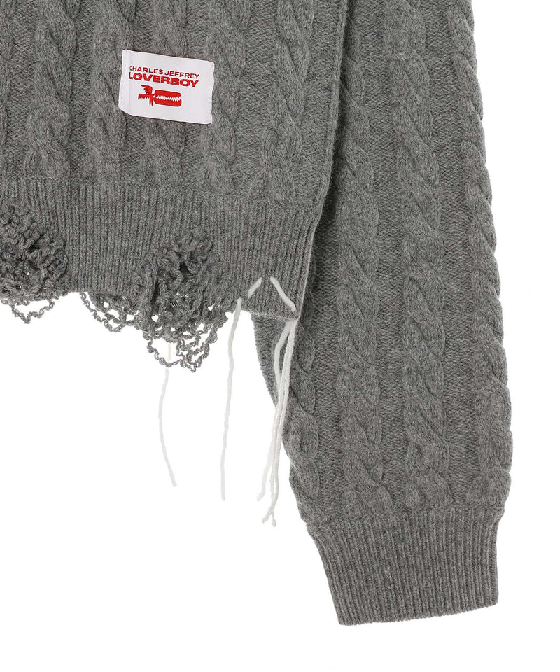 Label Cable Knitted Jumper-Charles Jeffrey LOVERBOY-Forget-me-nots Online Store