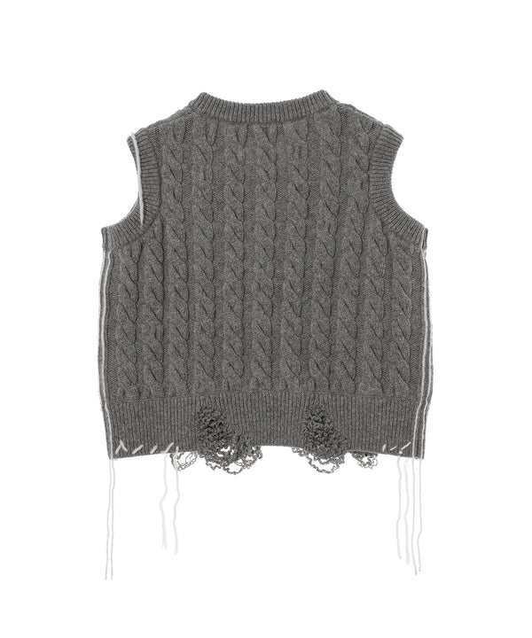 Label Cable Knitted Vest-Charles Jeffrey LOVERBOY-Forget-me-nots Online Store