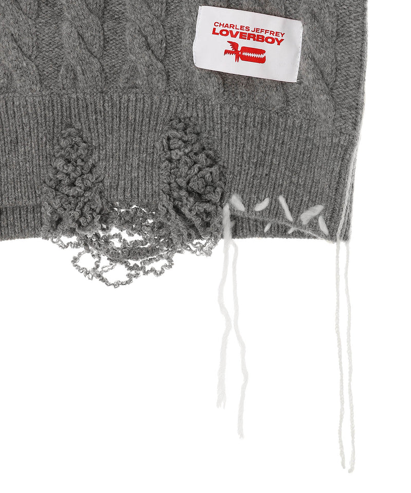 Label Cable Knitted Vest-Charles Jeffrey LOVERBOY-Forget-me-nots Online Store