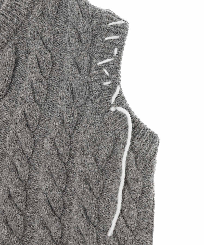 Label Cable Knitted Vest-Charles Jeffrey LOVERBOY-Forget-me-nots Online Store