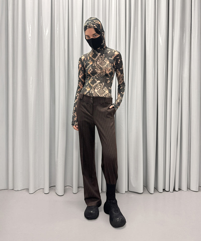 Hooded Top Printed Distressed Knit-AVAVAV-Forget-me-nots Online Store