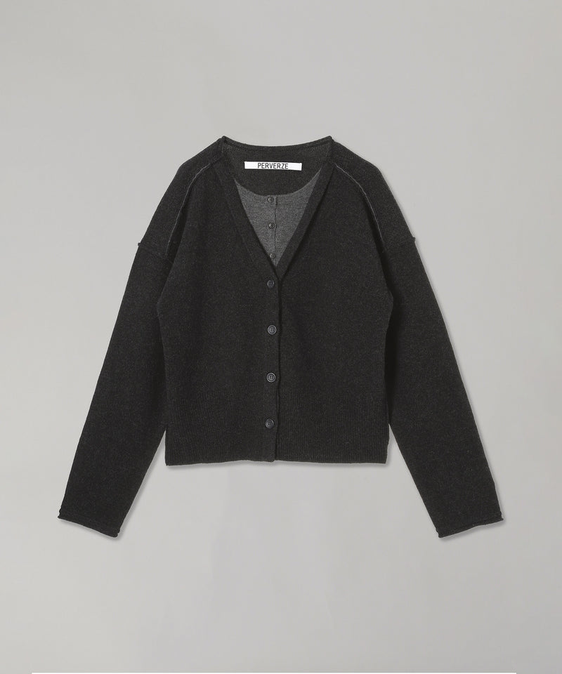 Twin Layered Knit Cardigan-PERVERZE-Forget-me-nots Online Store