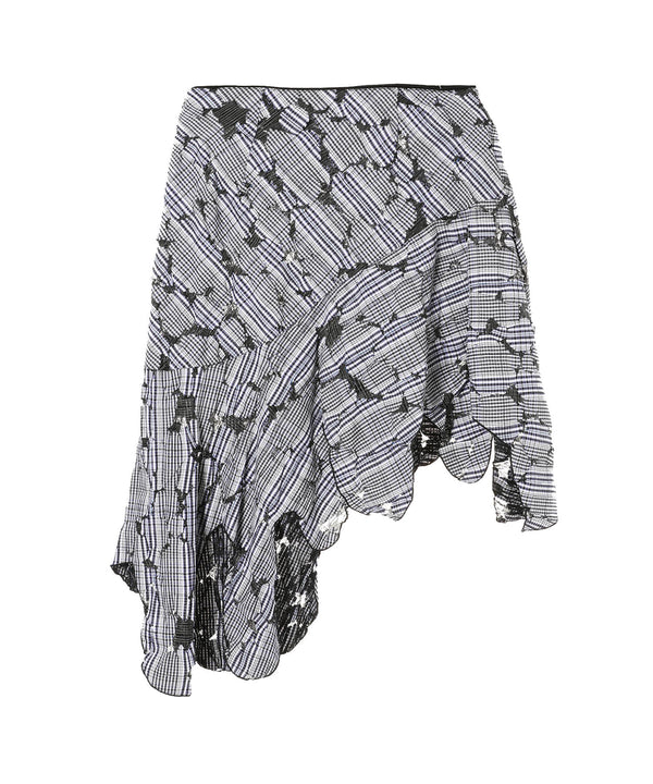 Check And Lace Jagged-Hem Skirt-PERVERZE-Forget-me-nots Online Store