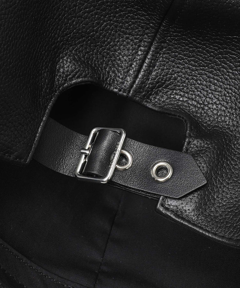 Gogo Grained Leather Cap-courrèges-Forget-me-nots Online Store