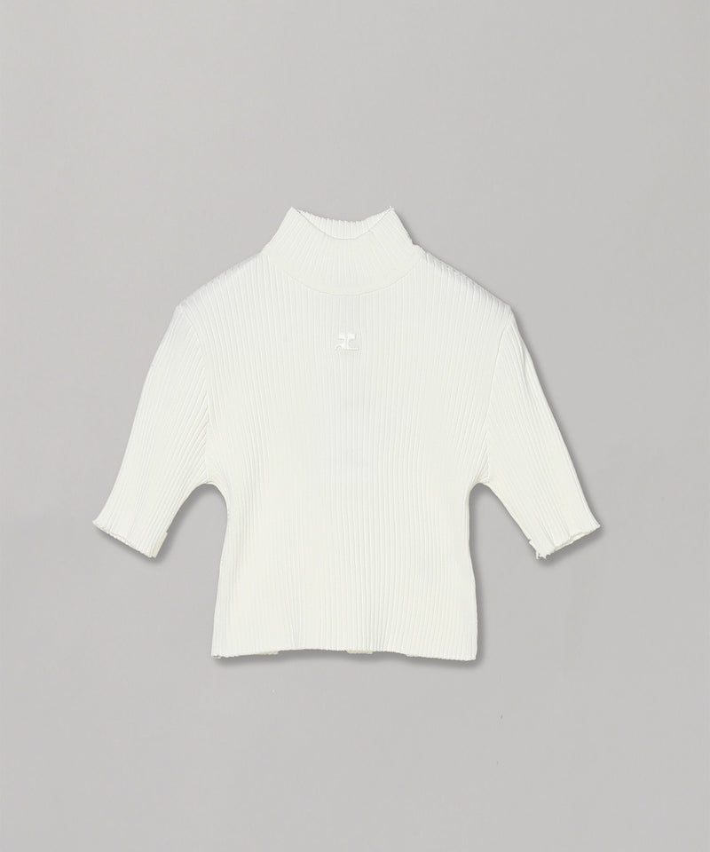 Mockneck Rib Knit Cropped Top-courrèges-Forget-me-nots Online Store
