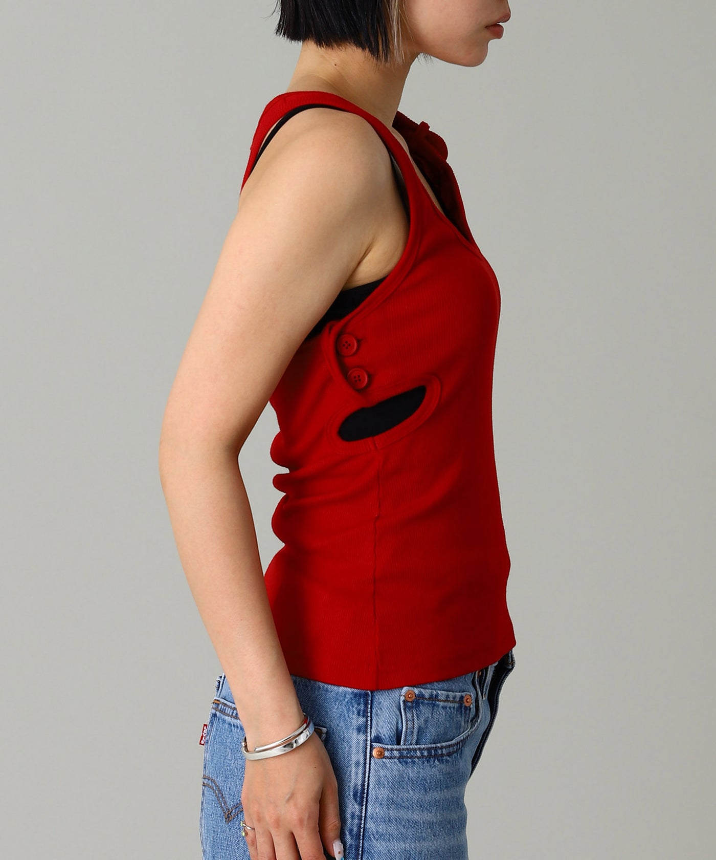 Double Buckle 90S Rib Tank Top ｜クレージュ(courrèges)｜Forget-me