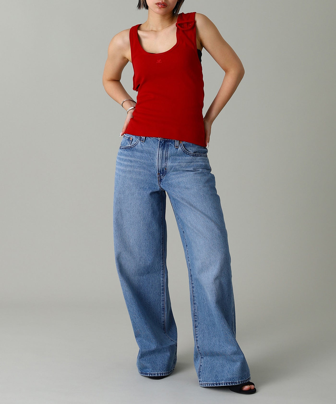 Double Buckle 90S Rib Tank Top ｜クレージュ(courrèges)｜Forget-me