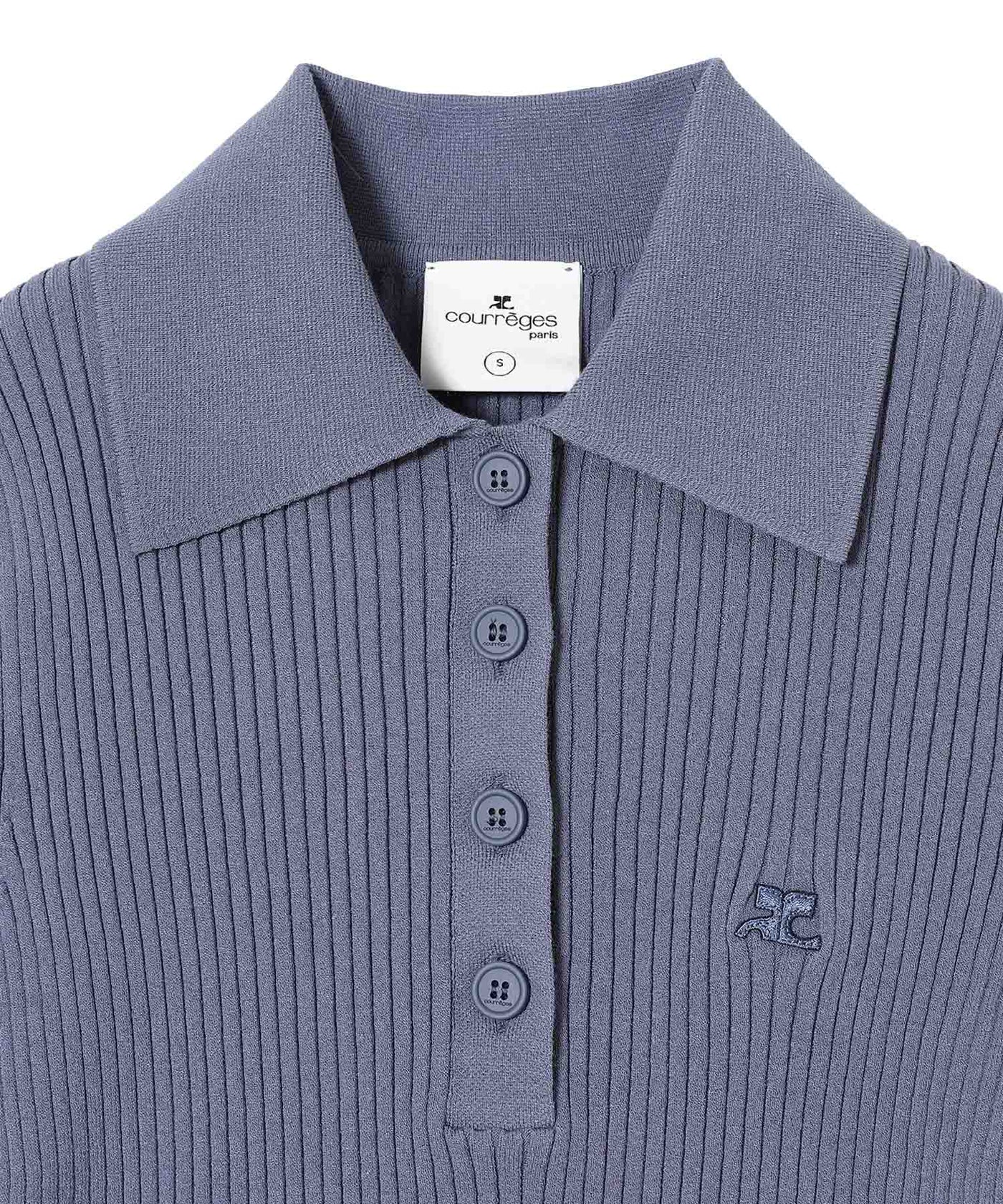 フィット感抜群♪【Courreges】ニットポロトップス クレージュ(courrèges)｜Ac Rib Knit Cropped Polo ｜Forget-me