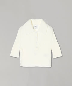 Ac Rib Knit Cropped Polo-courrèges-Forget-me-nots Online Store