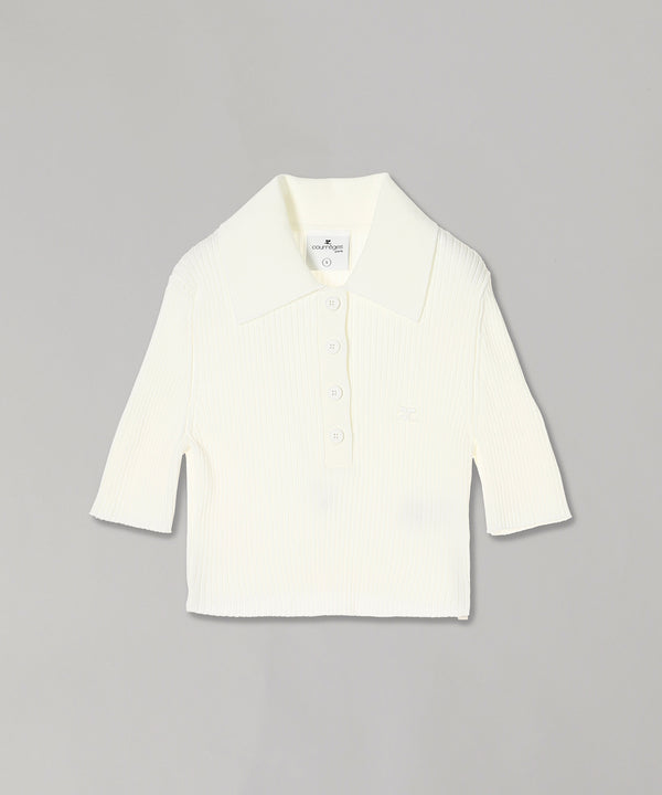Ac Rib Knit Cropped Polo-courrèges-Forget-me-nots Online Store