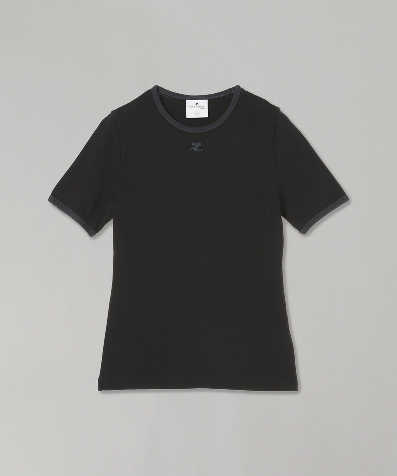 Tシャツ・カットソー Courreges SS25 T-SHIRT IN COTONE (VESJTS006 JS01079999) クレージュ(courrèges)｜Signature Contrast T-Shirt