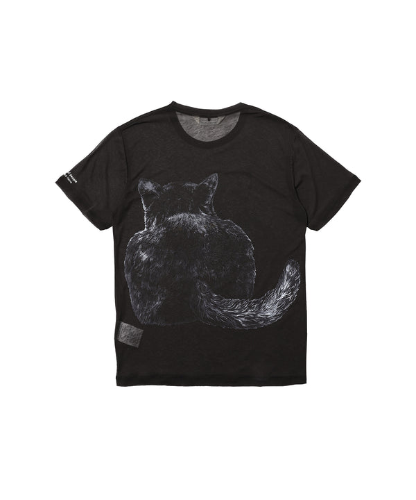 Sheer Jersey Huge Cat Print T-Shirt