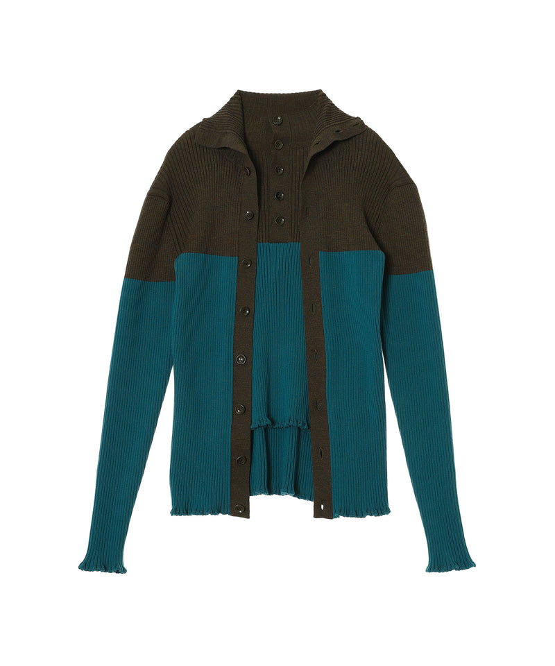 Double-Front Woolrib Knitted Cardigan-beautiful people-Forget-me-nots Online Store