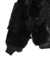 Patchwork Fur Fan Shape Blouson-beautiful people-Forget-me-nots Online Store
