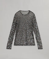 Flower Sheer Jersey Tight-Fit Crew Neck Top-beautiful people-Forget-me-nots Online Store