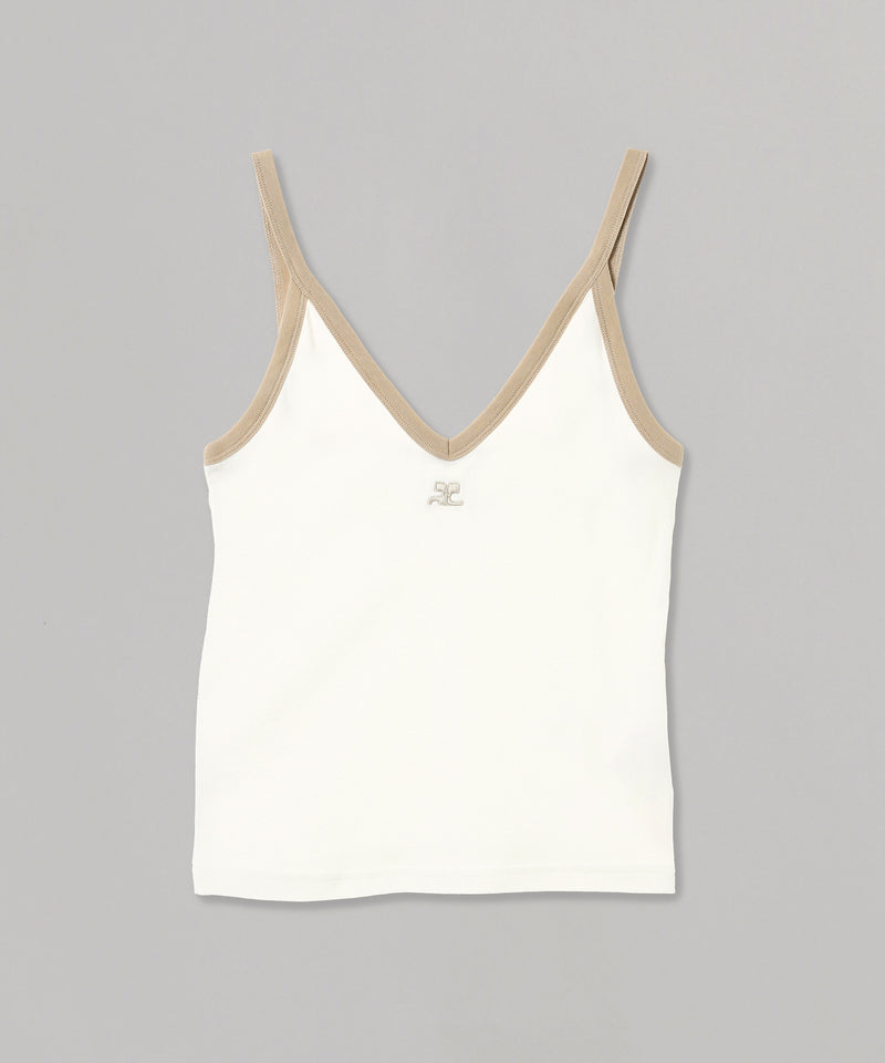 Contrast V Neck Tank Top-courrèges-Forget-me-nots Online Store