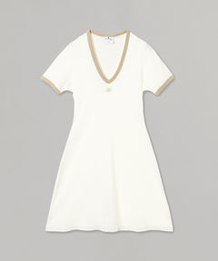 Contrast V Neck Mini Dress-courrèges-Forget-me-nots Online Store