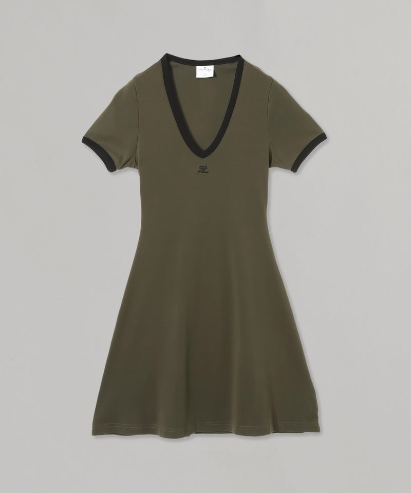 Contrast V Neck Mini Dress-courrèges-Forget-me-nots Online Store