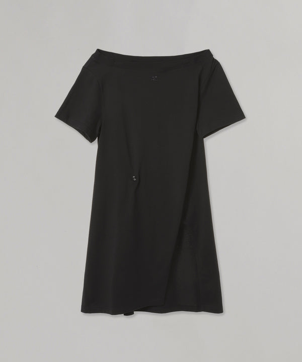 Boat Neck Body Cotton Mini Dress-courrèges-Forget-me-nots Online Store