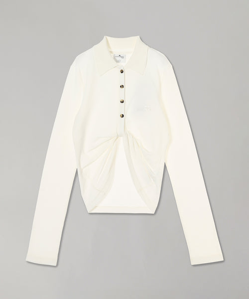 Twist Pique Crop Polo-courrèges-Forget-me-nots Online Store