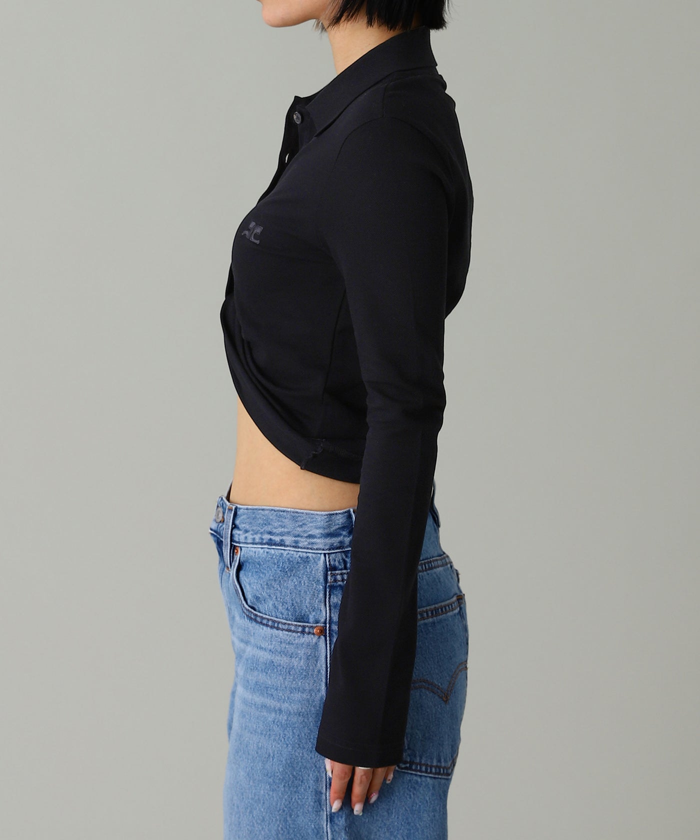 COURREGES＞＞＞ツイストコットンピケクロップドポロ クレージュ(courrèges)｜Twist Pique Crop Polo ｜Forget-me