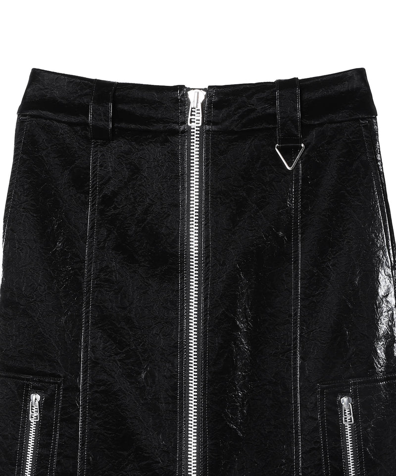 Vegan Leather Zipper Skirt-SELENAHELIOS-Forget-me-nots Online Store
