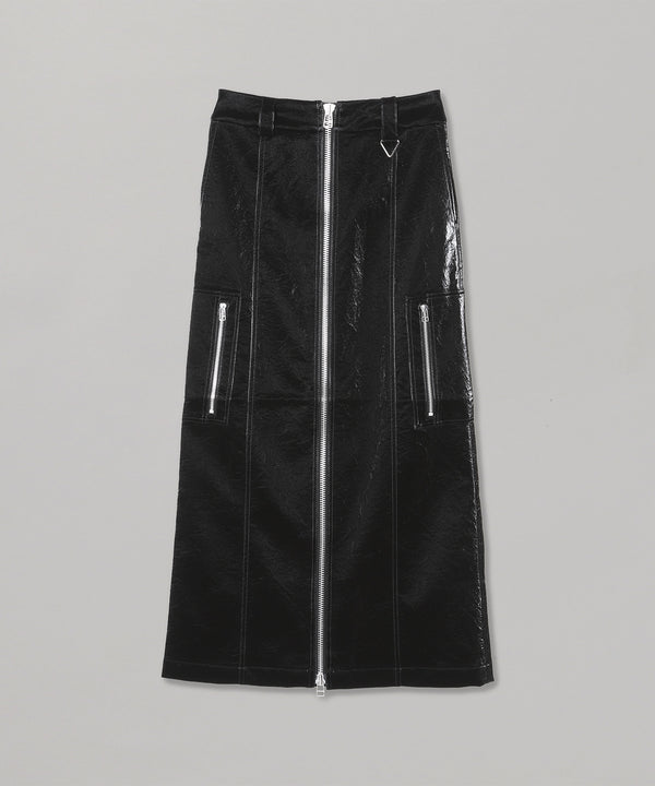 Vegan Leather Zipper Skirt-SELENAHELIOS-Forget-me-nots Online Store
