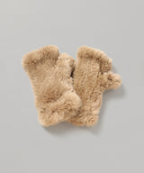 Knitted Rex Fur Fingerless Gloves-Yves Salomon Meteo-Forget-me-nots Online Store