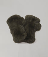 Knitted Rex Fur Fingerless Gloves-Yves Salomon Meteo-Forget-me-nots Online Store