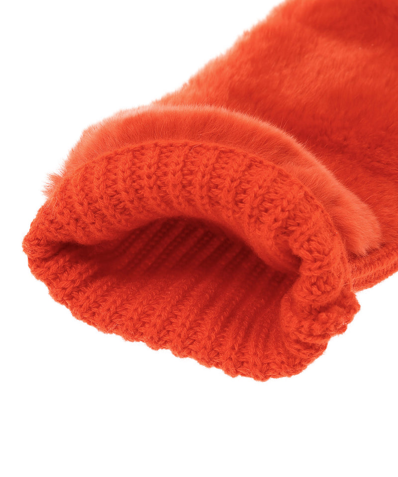 Cashmere / Wool Knit And Rex Fingerless Gloves-Yves Salomon Meteo-Forget-me-nots Online Store