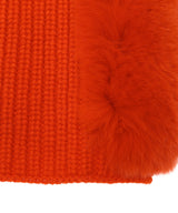 Cashmere / Wool Knit And Rex Fingerless Gloves-Yves Salomon Meteo-Forget-me-nots Online Store