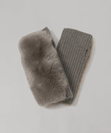 Cashmere / Wool Knit And Rex Fingerless Gloves-Yves Salomon Meteo-Forget-me-nots Online Store