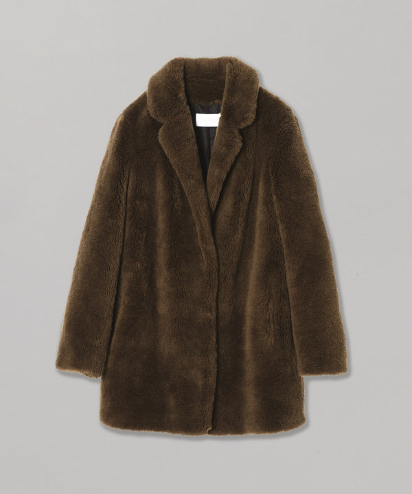 Coat Woven Lamb Wool Ironed-Yves Salomon Meteo-Forget-me-nots Online Store