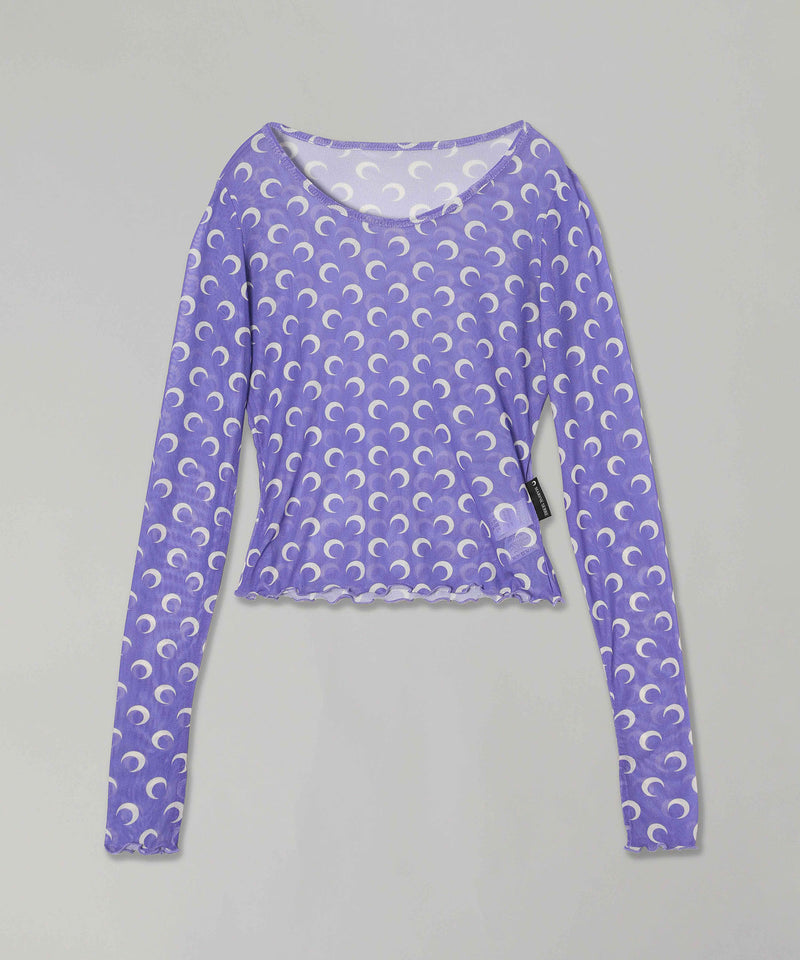 Recycled Moon Mesh Ss Cropped Top-Marine Serre-Forget-me-nots Online Store