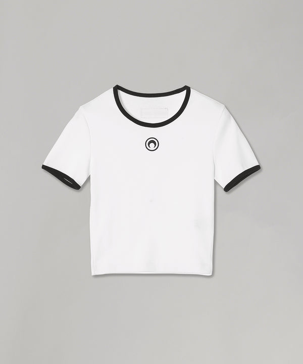Moon Logo Bicolor Jersey Ss Cropped Top-Marine Serre-Forget-me-nots Online Store