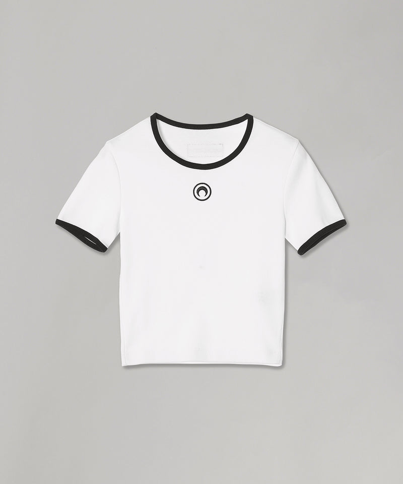 Moon Logo Bicolor Jersey Ss Cropped Top-Marine Serre-Forget-me-nots Online Store