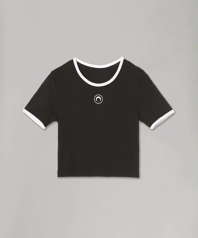 Moon Logo Bicolor Jersey Ss Cropped Top-Marine Serre-Forget-me-nots Online Store