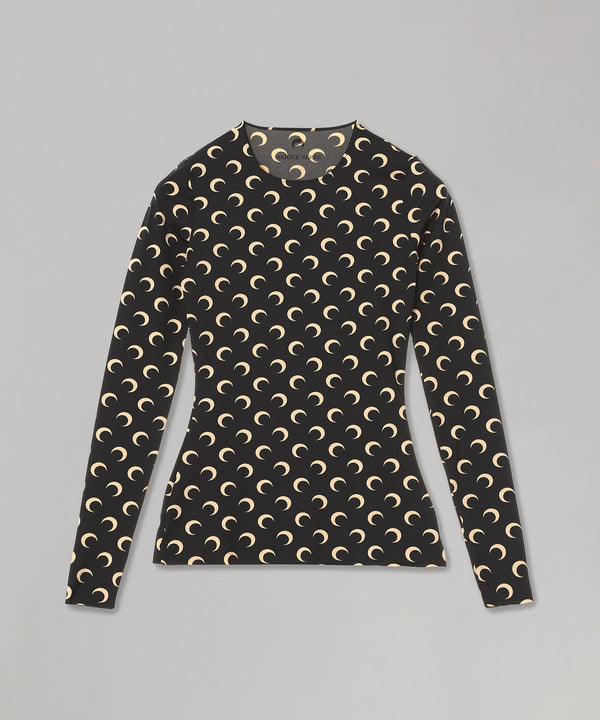 Moon Printed Jersey Ls Crewneck Top-Marine Serre-Forget-me-nots Online Store
