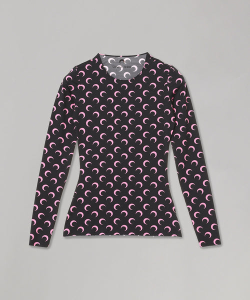 Moon Printed Jersey Ls Crewneck Top-Marine Serre-Forget-me-nots Online Store