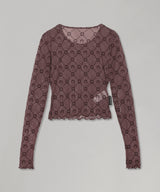 Moonogram Mesh Flock Ls Cropped Top-Marine Serre-Forget-me-nots Online Store