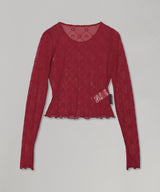 Moonogram Mesh Flock Ls Cropped Top-Marine Serre-Forget-me-nots Online Store