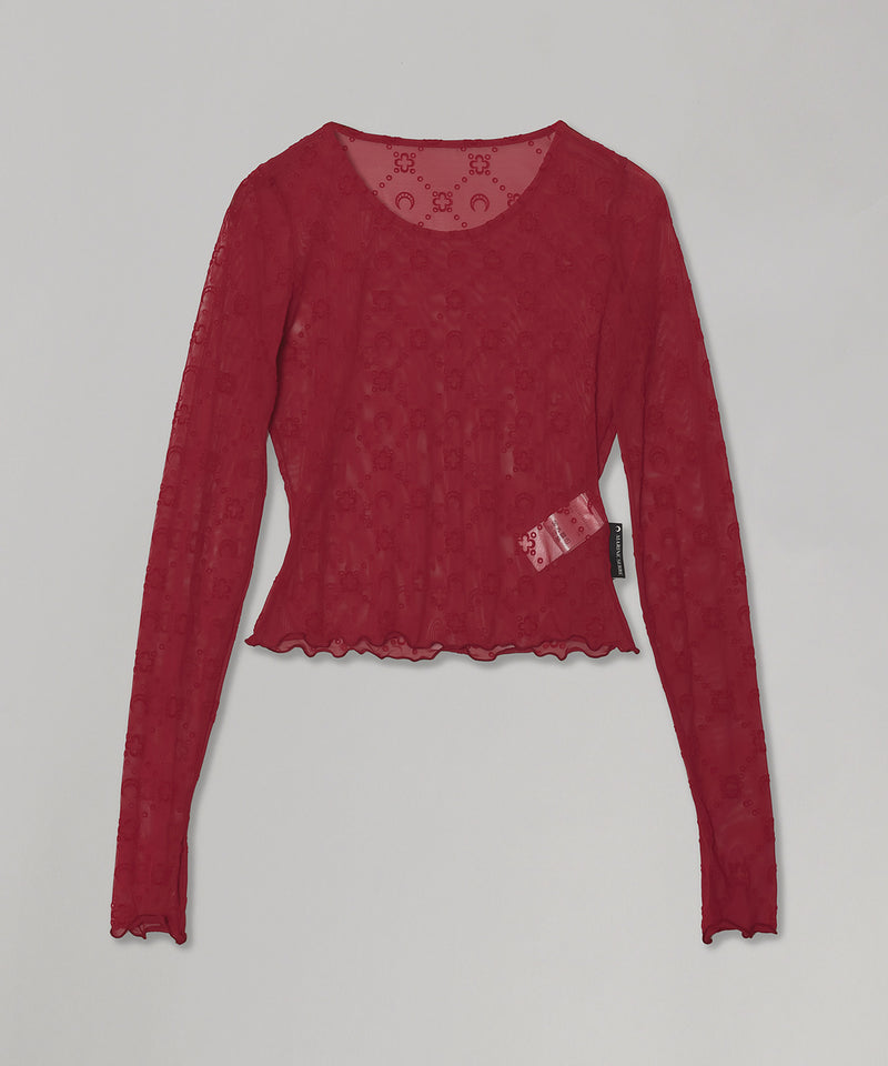 Moonogram Mesh Flock Ls Cropped Top-Marine Serre-Forget-me-nots Online Store