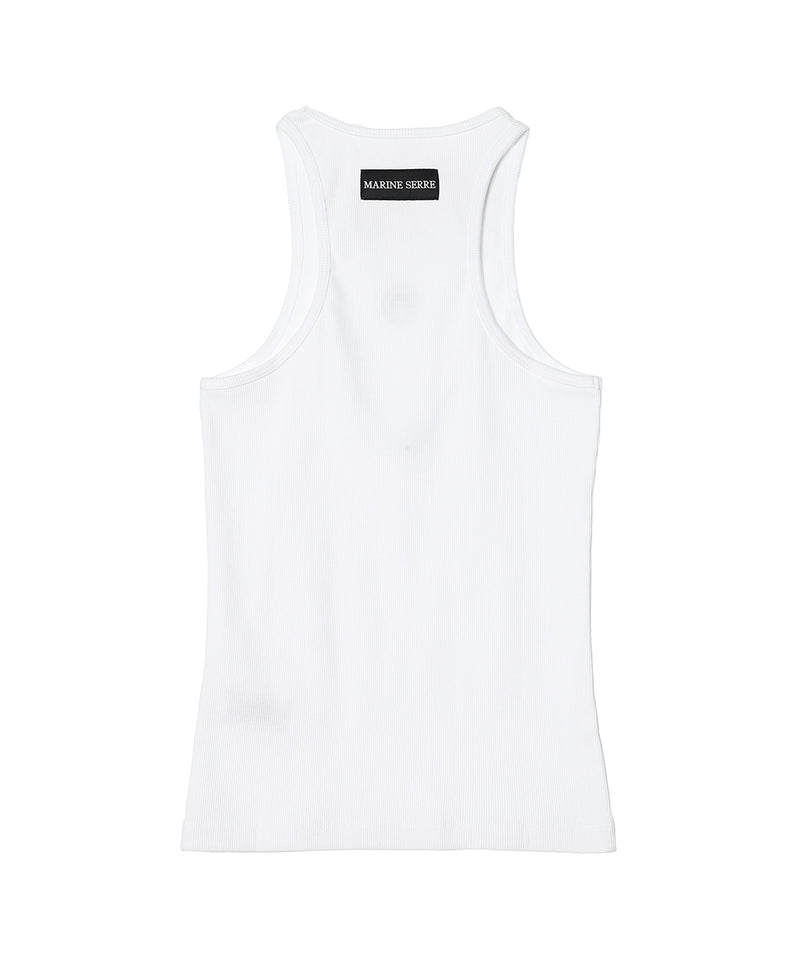 Moon Logo Ribbed Jersey Tank Top-Marine Serre-Forget-me-nots Online Store