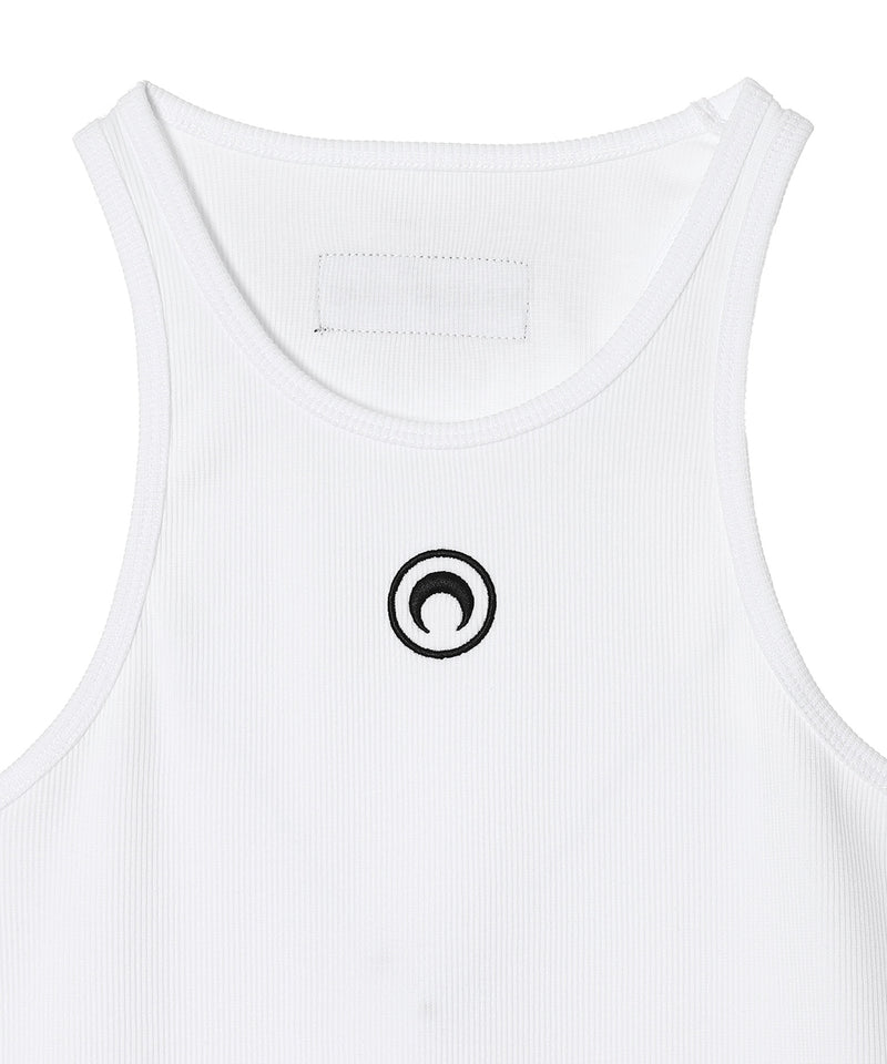 Moon Logo Ribbed Jersey Tank Top-Marine Serre-Forget-me-nots Online Store