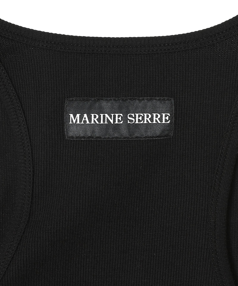 Moon Logo Ribbed Jersey Tank Top-Marine Serre-Forget-me-nots Online Store